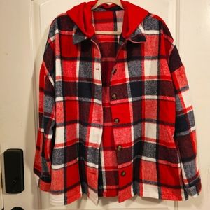 Womens Red and White Flannel size Large